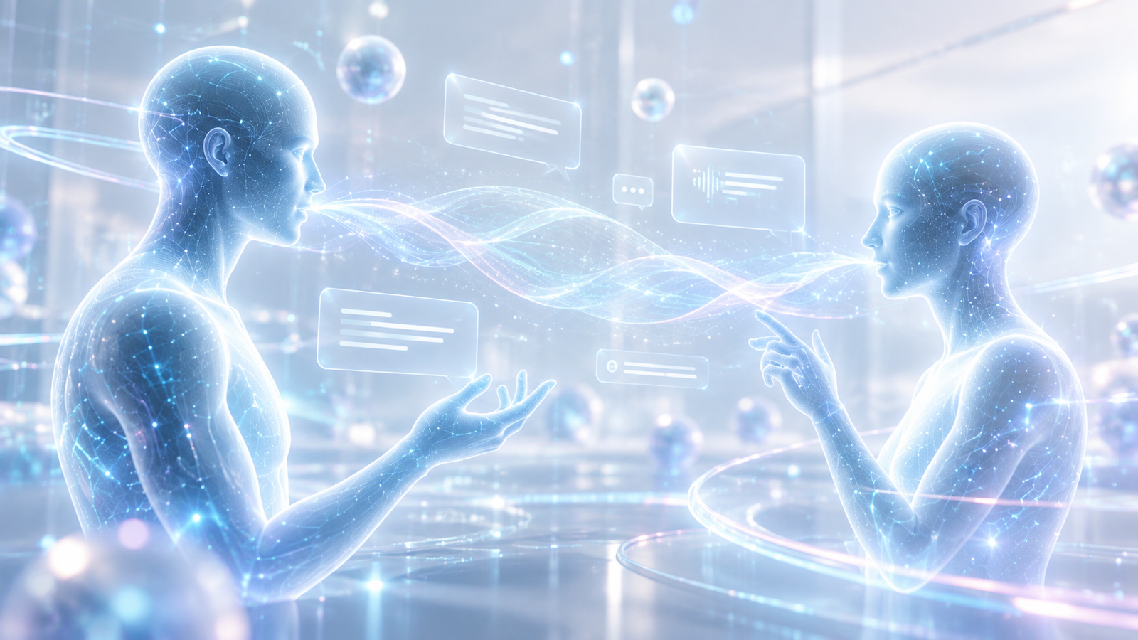Dos agentes de inteligencia artificial intercambian información y conectan conversaciones